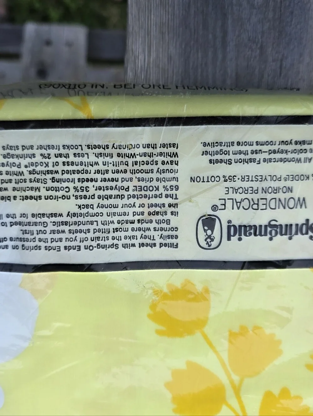 Vtg Springmaid Wondercale No-Iron Percale Queen Flat Sheet Yellow Butterflies